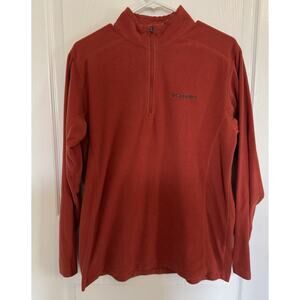 Columbia Men's Rust Quarter Zip Casual Mock Neck Fleece Pullover Size Small